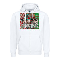 White mooey Christmas Zipper Hoodie - CowhideDigitalArt
