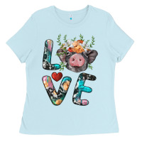 Baby Blue pig love Ladies Tee - BarkalooDesign