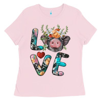 Bubblegum Pink pig love Ladies Tee - BarkalooDesign