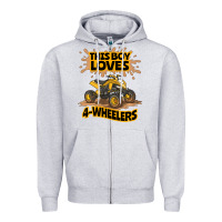 Heather Grey Kids Atv Outfit 4 Wheeler Mudding Gift- Boys Four Wheeler Zipper Hoodie - minhPixels