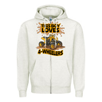 Oatmeal Heather Kids Atv Outfit 4 Wheeler Mudding Gift- Boys Four Wheeler Zipper Hoodie - minhPixels