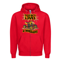 Red Kids Atv Outfit 4 Wheeler Mudding Gift- Boys Four Wheeler Zipper Hoodie - minhPixels