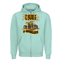 Seafoam Kids Atv Outfit 4 Wheeler Mudding Gift- Boys Four Wheeler Zipper Hoodie - minhPixels