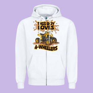 Kids Atv Outfit 4 Wheeler Mudding Gift- Boys Four Wheeler Zipper Hoodie Designed By Minhpixels