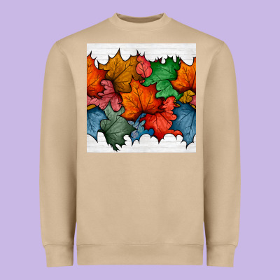 Autumn  Leaves Seamless Pattern Heavyweight Sweatshirt Designed By Bundleandbundleshop