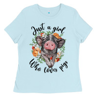 Just A Girl Who Loves Pigs Floral Wreath Ladies Tee | Teevron