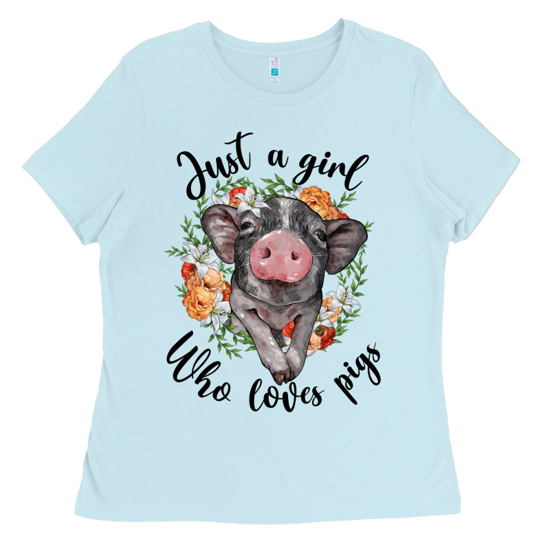 Just A Girl Who Loves Pigs Floral Wreath Ladies Tee by BarkalooDesign | Teevron