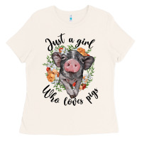 Bone just a girl who loves pigs floral wreath Ladies Tee - BarkalooDesign