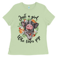 Matcha just a girl who loves pigs floral wreath Ladies Tee - BarkalooDesign