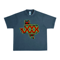 Midnight Navy Texas Map With Aztec Background Urban Heavy Tee - JahusDesignShop