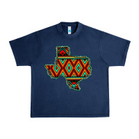 Navy Texas Map With Aztec Background Urban Heavy Tee - JahusDesignShop