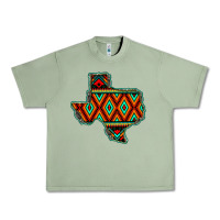 Oil Green Texas Map With Aztec Background Urban Heavy Tee - JahusDesignShop