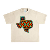 Sandshell Texas Map With Aztec Background Urban Heavy Tee - JahusDesignShop