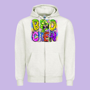 Boo Crew Zipper Hoodie Designed By Cowhidedigitalart