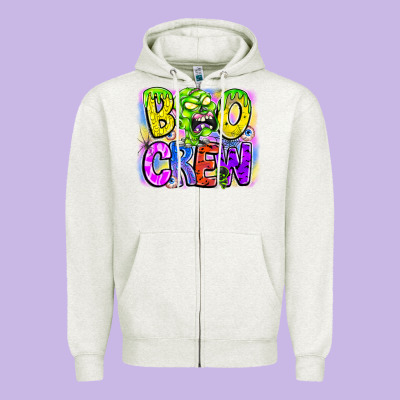 Boo Crew Zipper Hoodie Designed By Cowhidedigitalart