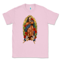 Bubblegum Pink Lady of Guadalupe with Roses Classic Tee - texasbilliewilder