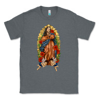 Charcoal Heather Lady of Guadalupe with Roses Classic Tee - texasbilliewilder