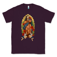 Plum Lady of Guadalupe with Roses Classic Tee - texasbilliewilder