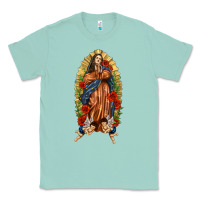 Seafoam Lady of Guadalupe with Roses Classic Tee - texasbilliewilder