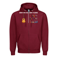 Burgundy Guitars How it Started How It's Going Guitar Players Funny Zipper Hoodie - minhPixels