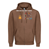 Chestnut Guitars How it Started How It's Going Guitar Players Funny Zipper Hoodie - minhPixels
