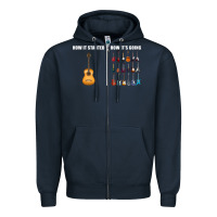 Navy Guitars How it Started How It's Going Guitar Players Funny Zipper Hoodie - minhPixels