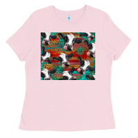 Bubblegum Pink holstein cows with gemstone Ladies Tee - BarkalooDesign