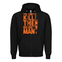 Black oogeyman halloween horror distressed quote orange Zipper Hoodie - minhPixels