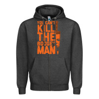 Charcoal Heather oogeyman halloween horror distressed quote orange Zipper Hoodie - minhPixels