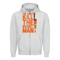 Dove Grey oogeyman halloween horror distressed quote orange Zipper Hoodie - minhPixels