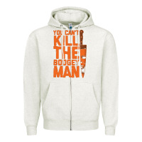 Oatmeal Heather oogeyman halloween horror distressed quote orange Zipper Hoodie - minhPixels