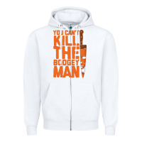 White oogeyman halloween horror distressed quote orange Zipper Hoodie - minhPixels