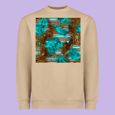 Turquoise Serape Leopard Seamless Pattern Heavyweight Sweatshirt Designed By Bundleandbundleshop