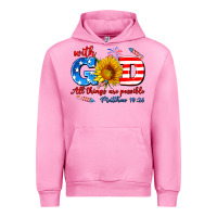 Fuchsia Pink with god all things are possible usa Urban Hoodie - AdoDesignShop