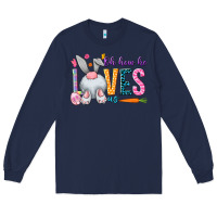 Navy Oh how he loves us Easter Day Long Sleeve Tee - HowdyJamesFarm