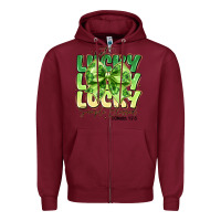 Burgundy Not Lucky Simply Blessed Zipper Hoodie - CowhideDigitalArt