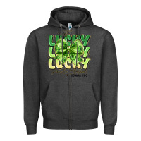 Charcoal Heather Not Lucky Simply Blessed Zipper Hoodie - CowhideDigitalArt