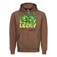 Chestnut Not Lucky Simply Blessed Zipper Hoodie - CowhideDigitalArt