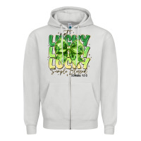Dove Grey Not Lucky Simply Blessed Zipper Hoodie - CowhideDigitalArt
