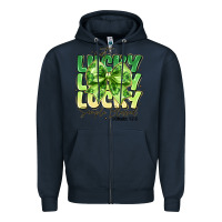 Navy Not Lucky Simply Blessed Zipper Hoodie - CowhideDigitalArt