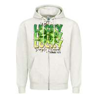 Oatmeal Heather Not Lucky Simply Blessed Zipper Hoodie - CowhideDigitalArt