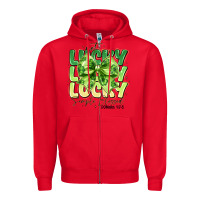 Red Not Lucky Simply Blessed Zipper Hoodie - CowhideDigitalArt