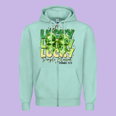 Not Lucky Simply Blessed Zipper Hoodie Designed By Cowhidedigitalart