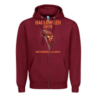 Burgundy Halloween 1978 Holiday Spooky Myers Pumpkin Haddonfield Zipper Hoodie - minhPixels