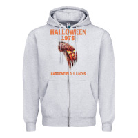Heather Grey Halloween 1978 Holiday Spooky Myers Pumpkin Haddonfield Zipper Hoodie - minhPixels