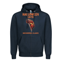 Navy Halloween 1978 Holiday Spooky Myers Pumpkin Haddonfield Zipper Hoodie - minhPixels
