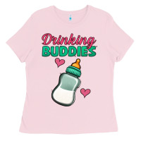 Bubblegum Pink drinking buddies baby bottle Ladies Tee - Jasminsmagicworld
