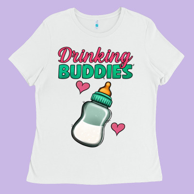 Drinking Buddies Baby Bottle Ladies Tee Designed By Jasminsmagicworld