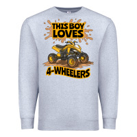 Heather Grey Kids Atv Outfit 4 Wheeler Mudding Gift- Boys Four Wheeler Premium Sweatshirt - minhPixels