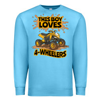 Ocean Blue Kids Atv Outfit 4 Wheeler Mudding Gift- Boys Four Wheeler Premium Sweatshirt - minhPixels